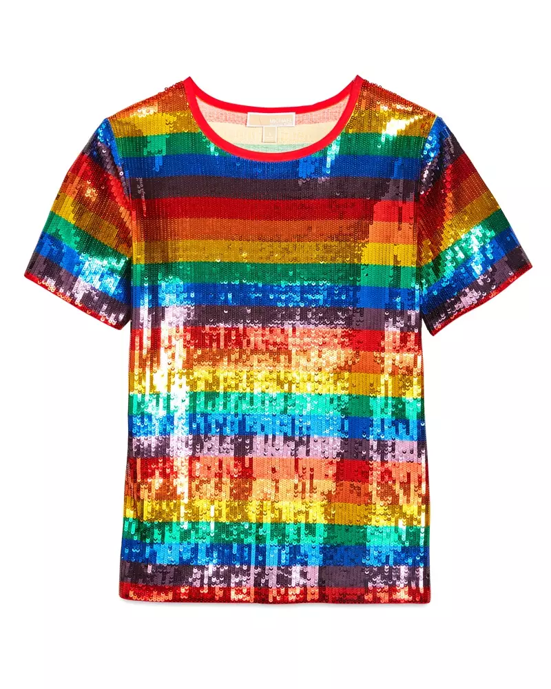 Michael Michael Kors Rainbow Sequined Cotton Jersey T-shirt