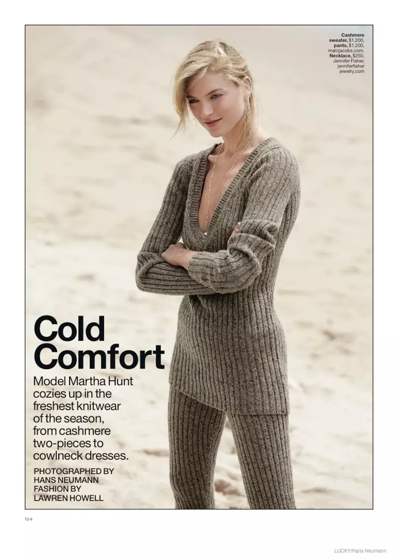 Martha Hunt Dons Cozy Knits rau Hans Neumann Shoot in Lucky