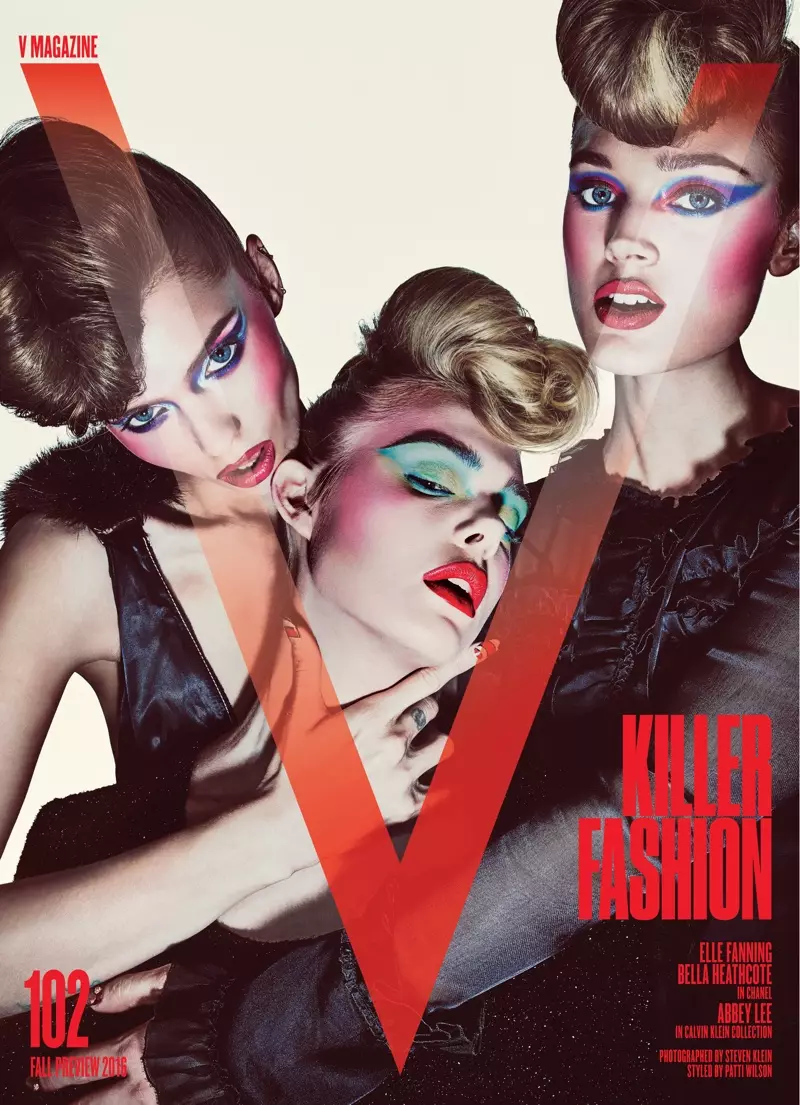 Abbey Lee Kershaw, Elle Fanning en Bella Heathcote op V Magazine #102 Cover