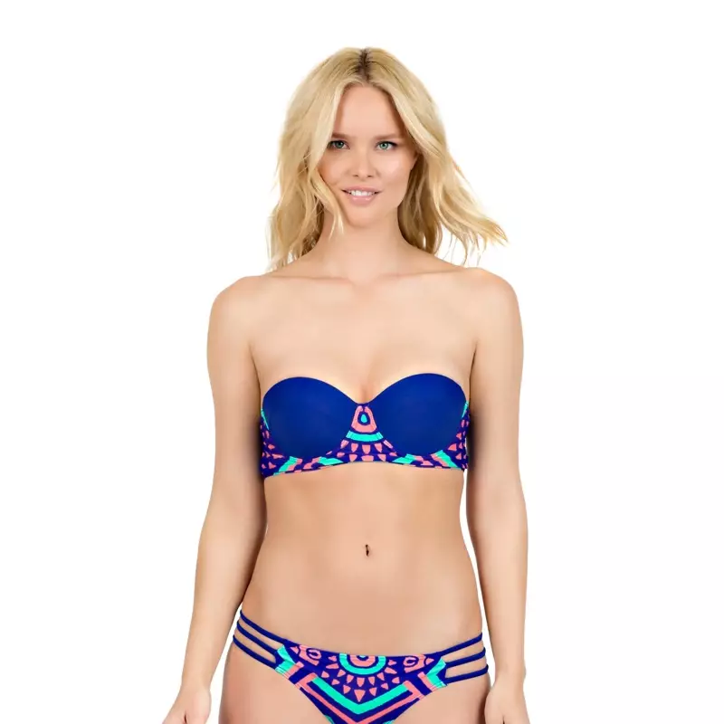 Parte de arriba de bikini con halter de copa moldeada turquesa Cleobella