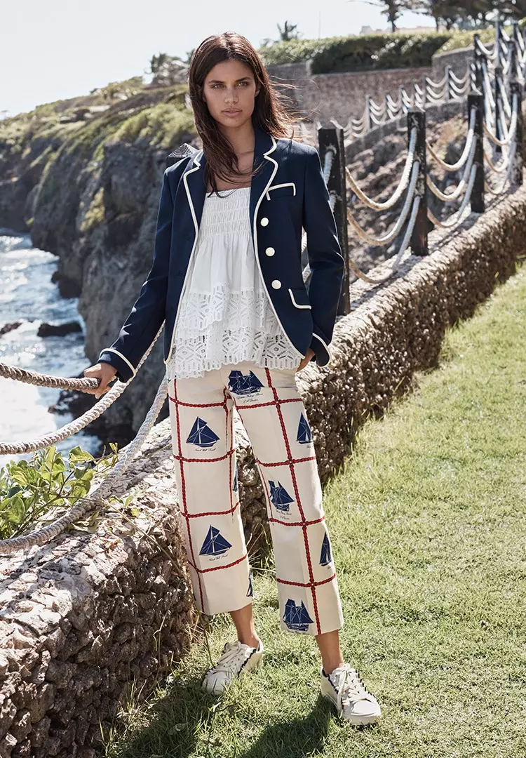 Tory Burch Carrie Blazer, Georgette Top i Sail Cropped Pantalone