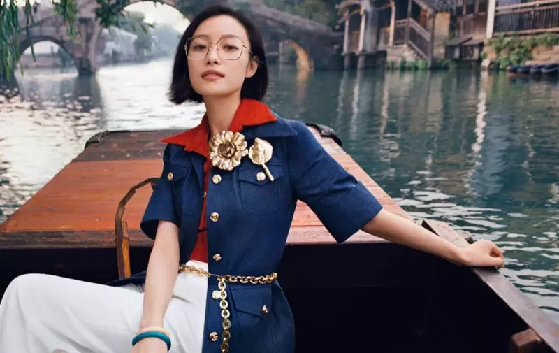 Chinesesch Schauspillerin Ni Ni frontéiert Gucci Eyewear Fréijoer-Summer 2021 Kampagne.