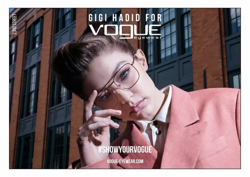 Джыджы Хадыд апранаецца для супрацоўніцтва Vogue Eyewear вясны 2019 года