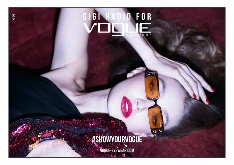 Выява з кампаніі Gigi Hadid x Vogue Eyewear вясна-лета 2019