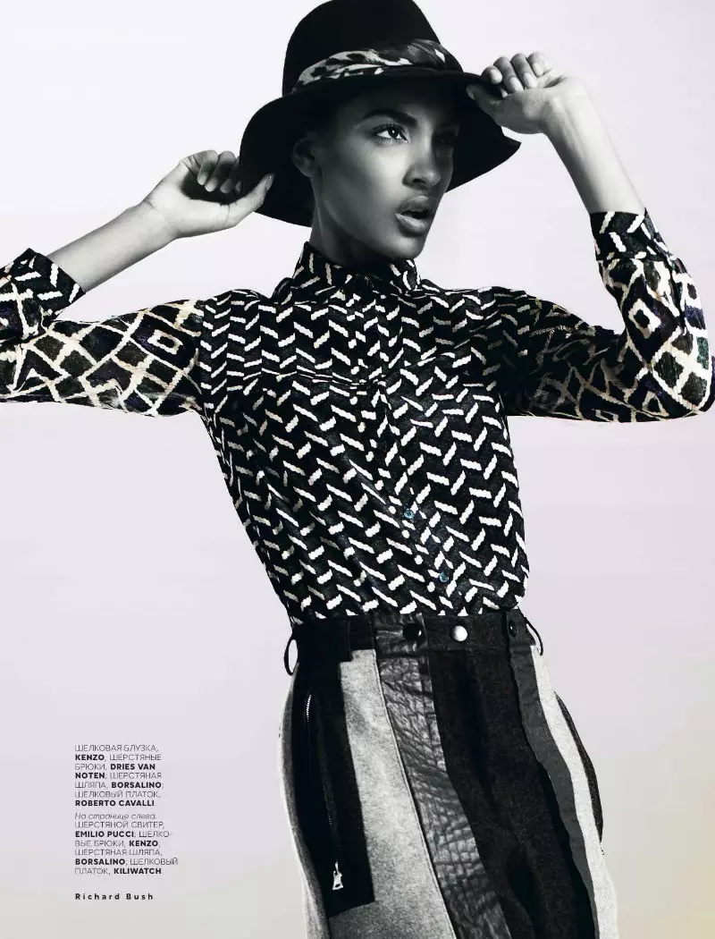 Jourdan Dunn és Pretty in Patterns per a Vogue Rússia d'octubre de 2012 de Richard Bush