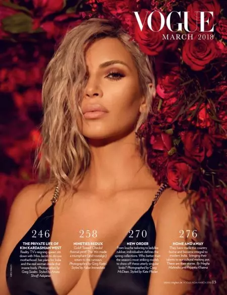 Kim Kardashian duro ni Awọn aṣa-pupa Gbona fun Vogue India