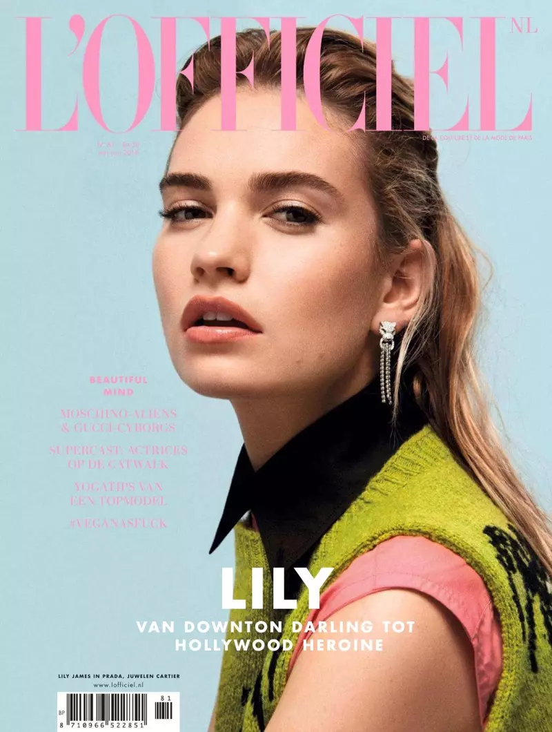 Лілі Джэймс на вокладцы L'Officiel Нідэрланды, травень-чэрвень 2018 года