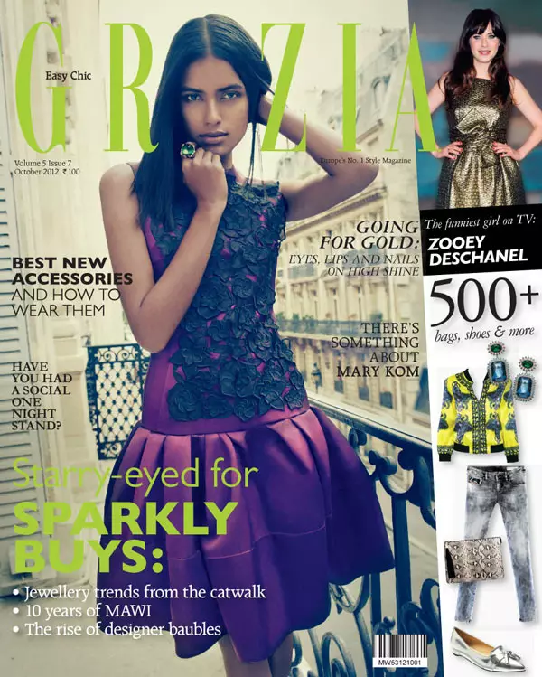 Lakshmi Menon tritt in Dior für Grazia Indias Cover-Shooting im Oktober 2012 gegen Paris an