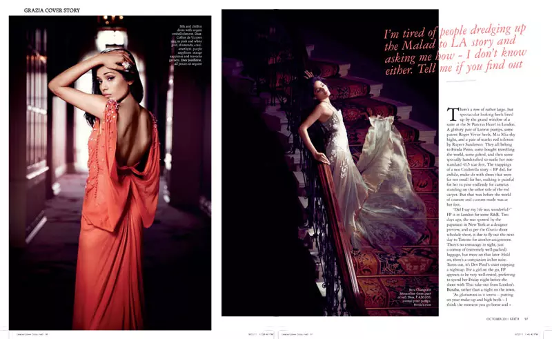 Freida Pinto foar Grazia India oktober 2011