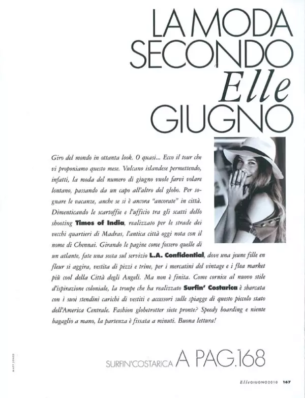 Behati Prinsloo per Elle Italia giugno 2010 di Matt Jones