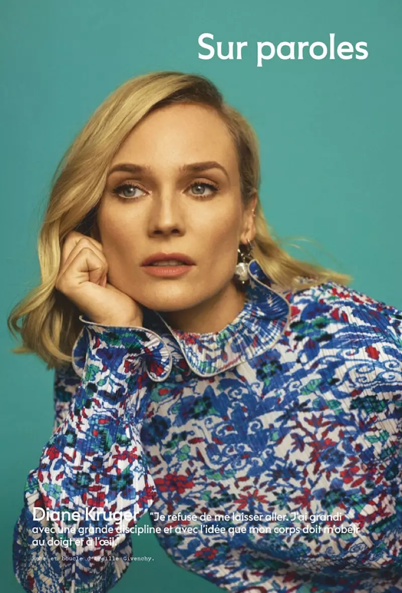 Con un aspetto elegante, Diane Kruger indossa orecchini e vestito Givenchy