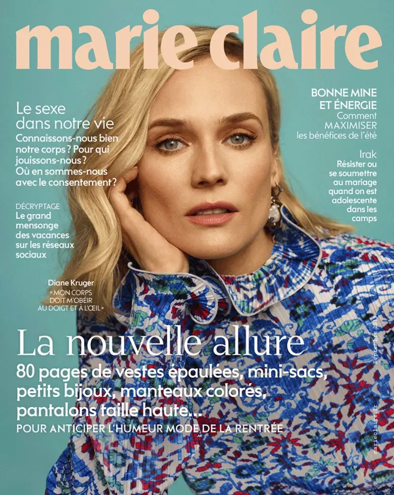 Skuespiller Diane Kruger på Marie Claire France august 2019 Forside