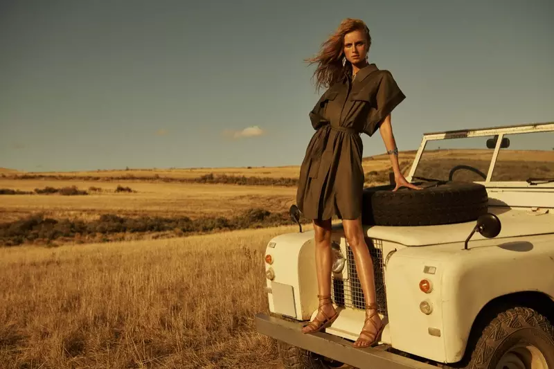 Rianne van Rompaey adopte le style safari pour la campagne printemps-été 2019 de Massimo Dutti