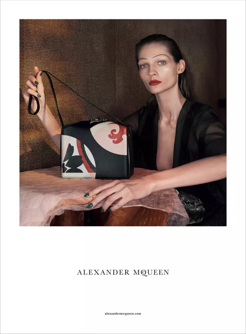 Karolin Wolter usa cejas pintadas para os anuncios da primavera de 2015 de Alexander McQueen