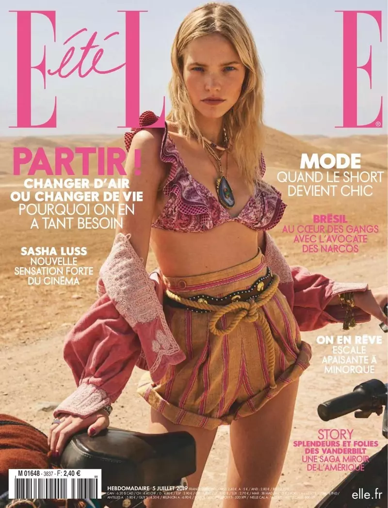 Sasha Luss ELLE France 2019 viršelio mados redakcija