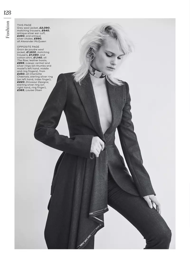 Elise Agee ji bo Marie Claire UK di Hêza Suiting de Poses