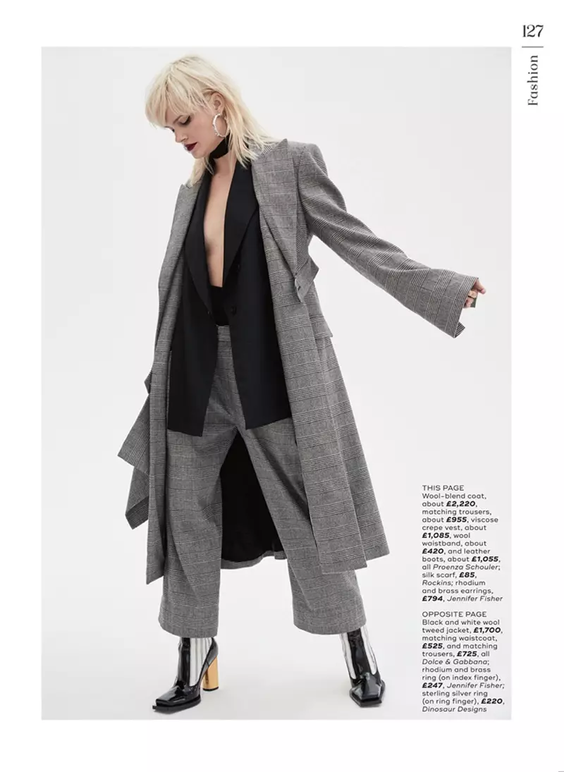 Elise Agee Pose dalam Power Suit untuk Marie Claire UK