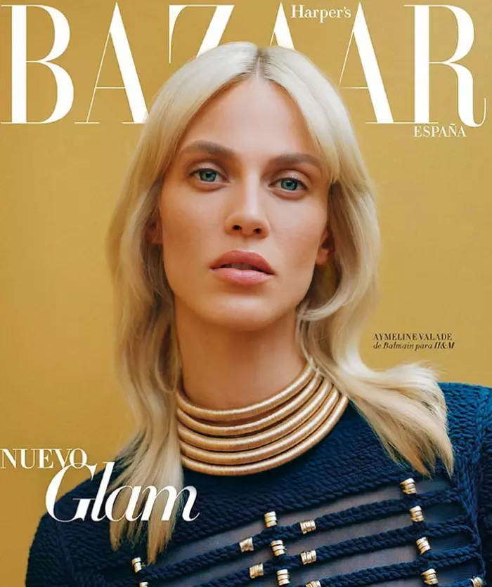 Aymeline ma na sobie Balmain x H&M na okładce subskrybentów Harper's Bazaar z listopada 2015 r.