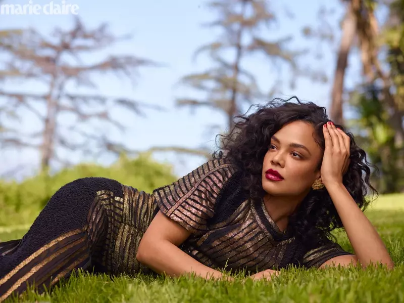 Tessa Thompson Marie Claire JAV 2019 m. viršelio nuotraukos