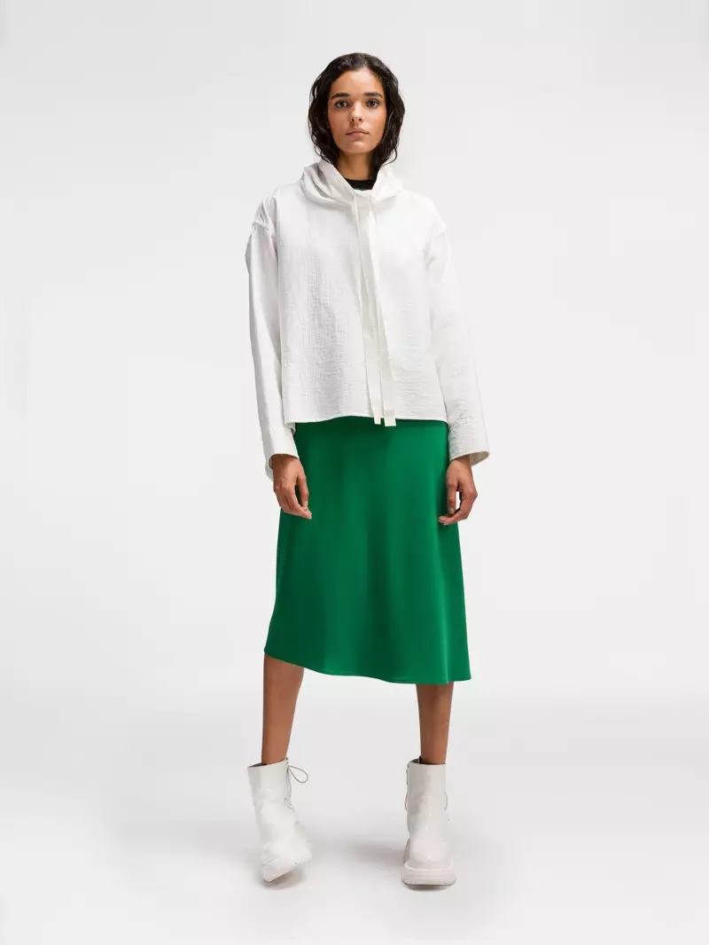 DKNY Pure Cowl Neck Pullover with Rubber Tipped Drawcord