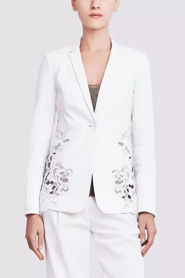 Elie Tahari Wendy Linen Jacket with Floral Detail