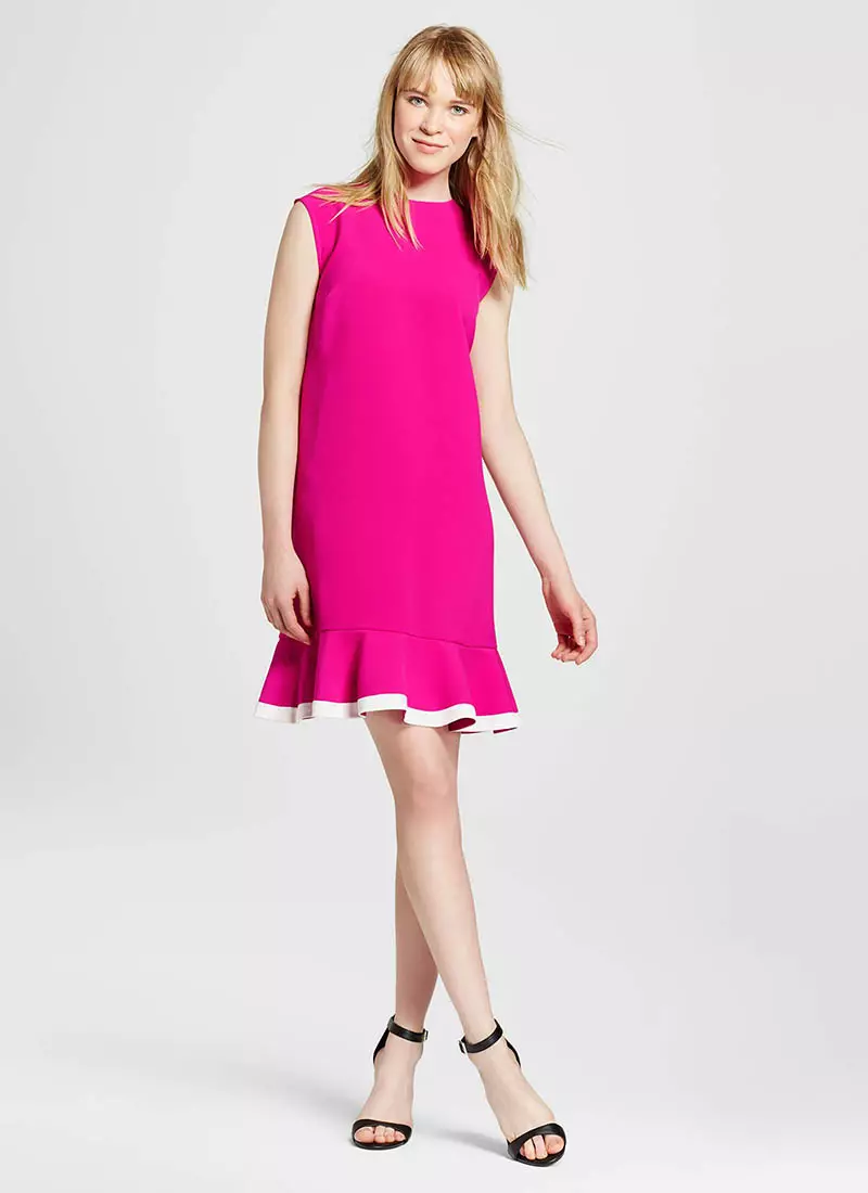 Victoria Beckham for Target Fuchsia Twill Ruffle Hem Dress $35