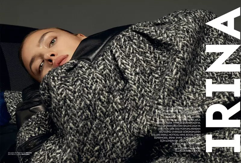 Irina Shayk Modelas On-Trend Outerwear por Vogue Turkey