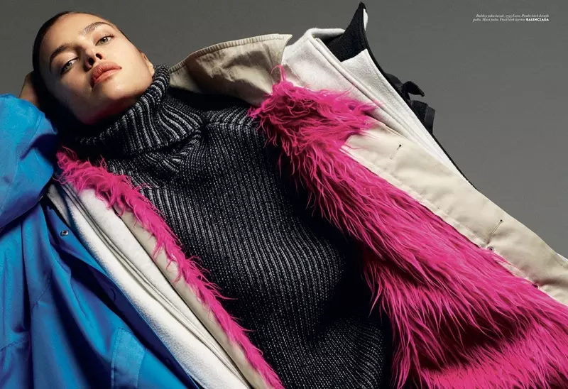 Irina Shayk modela a moda outerwear para a Vogue Turquia