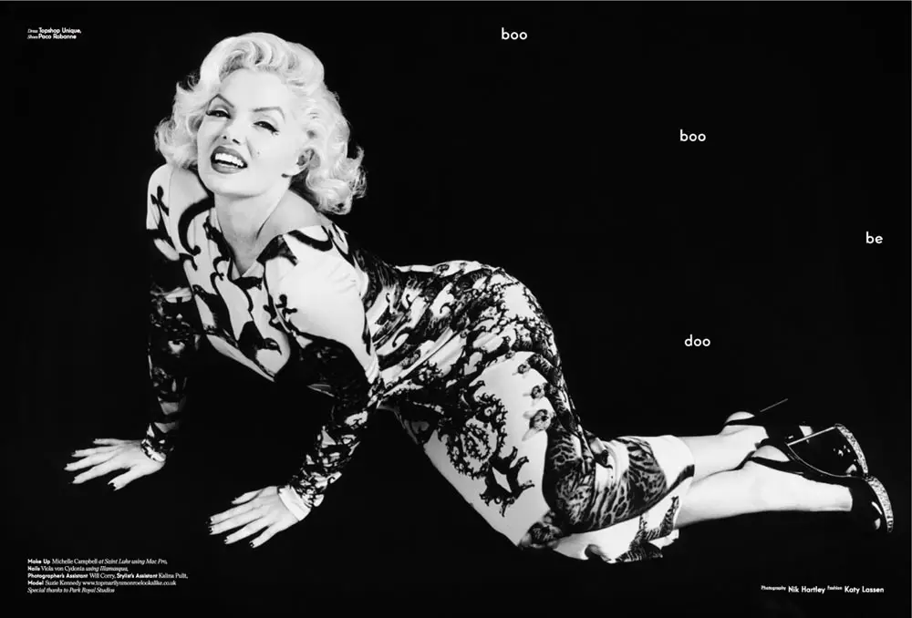 Suzie Kennedy kaip Marilyn Monroe „Used Magazine S/S 2012“.