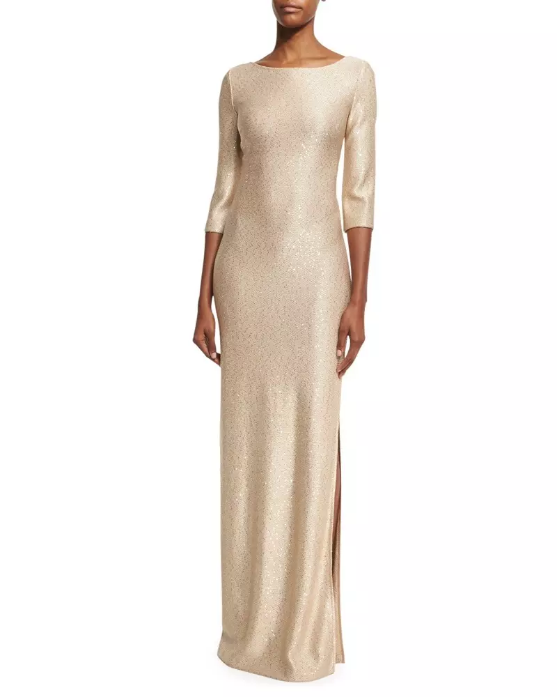 John Collection Sequined Knit 3/4-Sleeve Gown $1,395