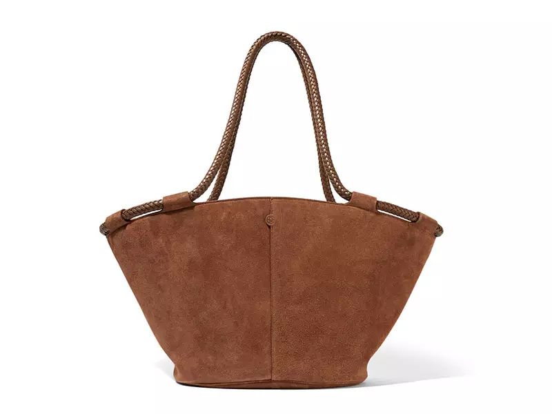 The Row Market Small Leather Trimmed Suede Tote