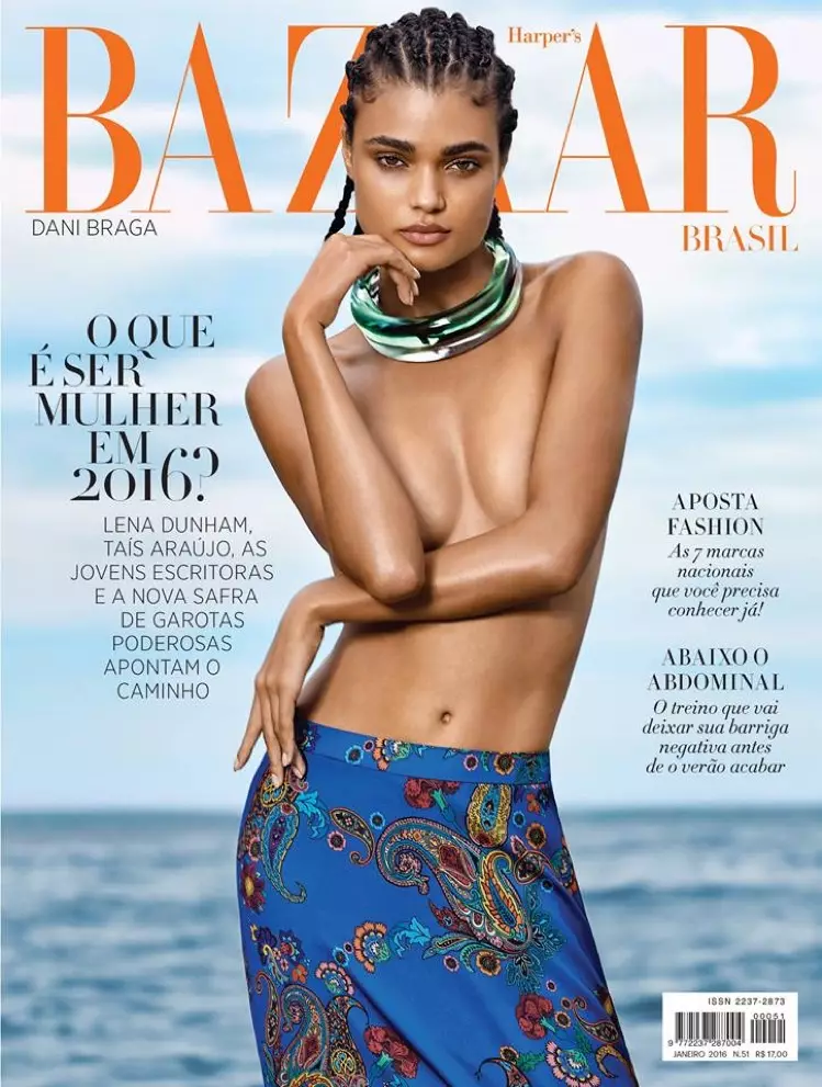 Daniela Braga op Harper's Bazaar Brasilië Januarie 2016-voorblad