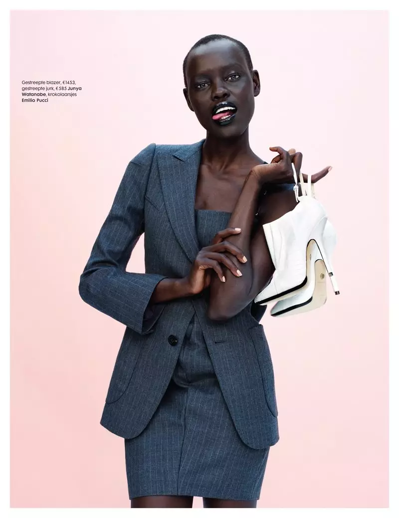 Grace Bol Dons Elegant Pantsuits for Elle Netherlands August 2012