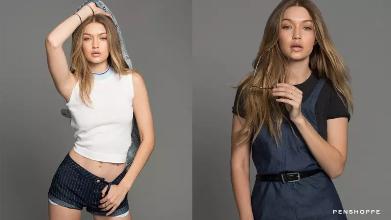 Gigi Hadid poserar för det filippinska modemärket Penshoppes nya denimkampanj