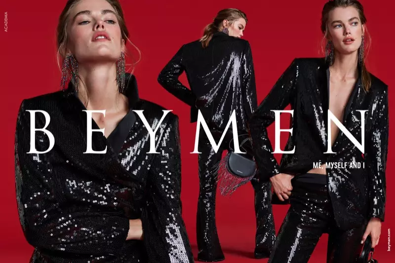 A modelo Mathilde Brandi posa de negro para a campaña Beymen Collection outono-inverno 2019