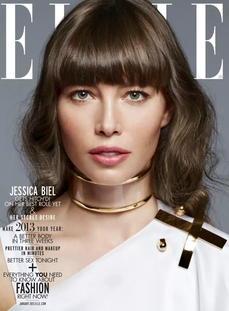 Jessica Biel trägt die Frühlingskollektionen für Elle US Januar 2013 von Thomas Whiteside