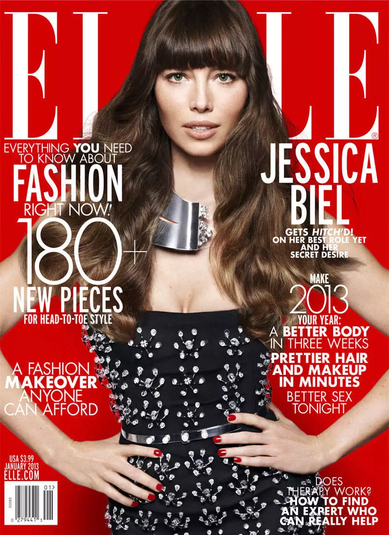 Jessica Biel si unisce ai principali designer per Elle US gennaio 2013 Cover Shoot