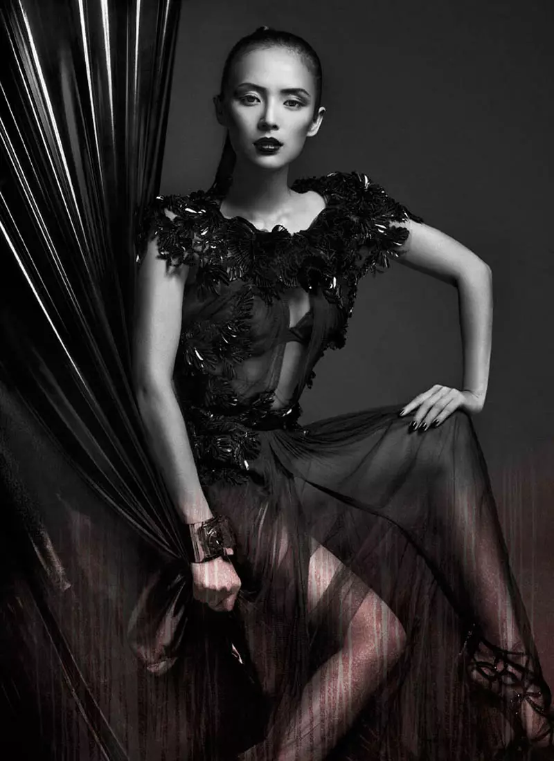 Zhang Ziyi verður málaður fyrir Flaunt Magazine eftir Hunter & Gatti