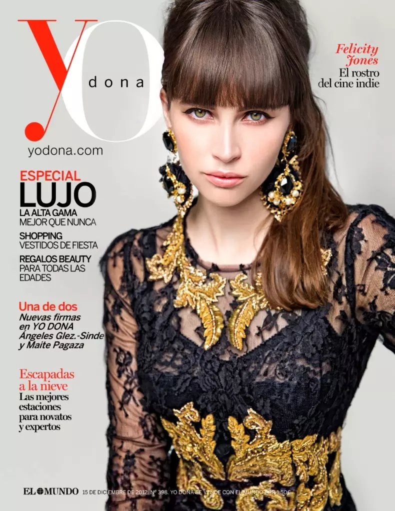 Felicity Jones Dons Dolce & Gabbana for Yo Dona December Cover Shoot by Iakovos Kalaitzakis