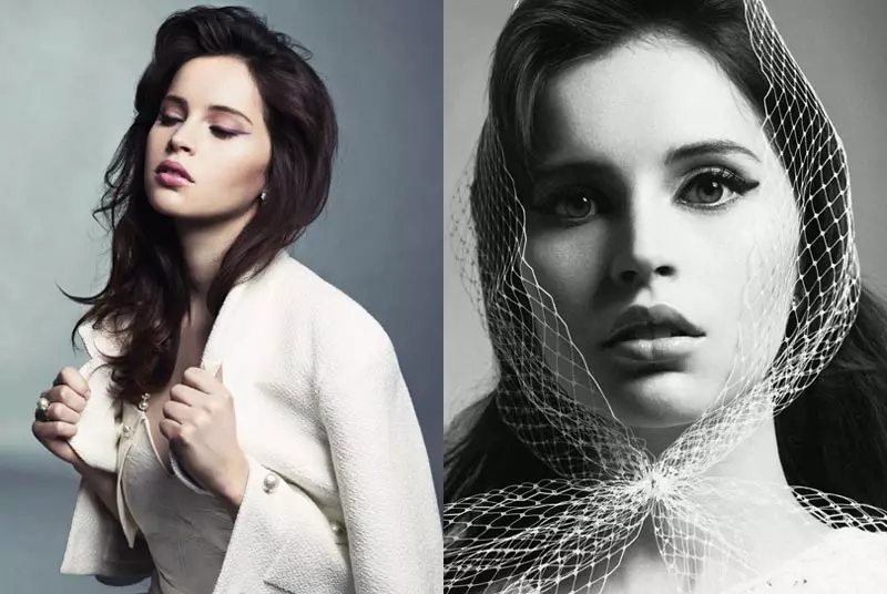 Felicity Jones gan Marcus Ohlsson yn Dolce & Gabbana ar gyfer Marie Claire US Mai 2012