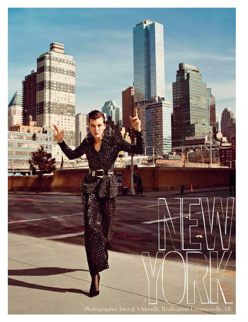 Milla Jovovich O nka New York bakeng sa Phatlalatso ea Vogue Paris ka February ka Inez & Vinoodh