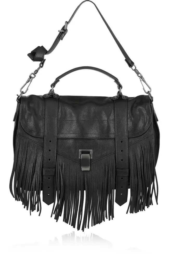 Proenza Schouler PS1 fringed nruab nrab tawv lub xub pwg hnab muaj nyob ntawm Net-a-Porter rau $1795.00