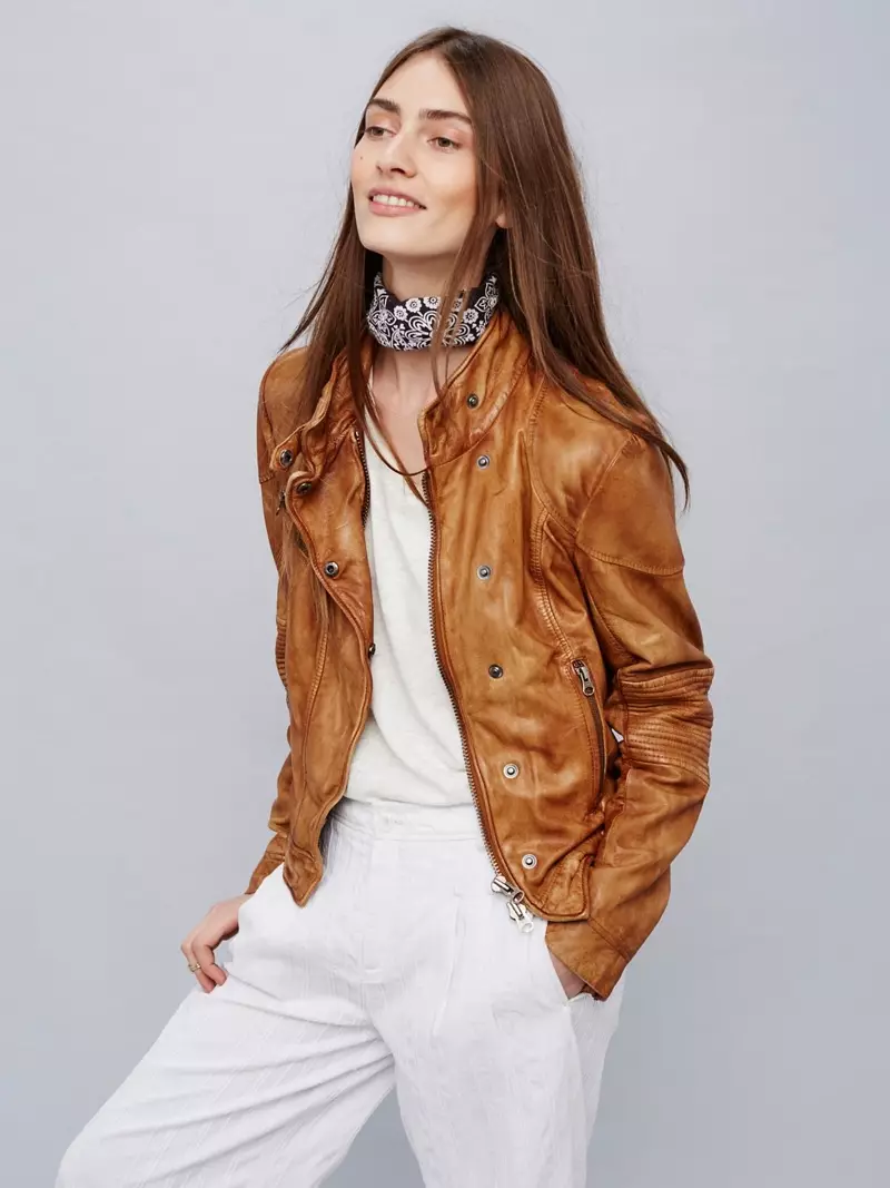 Ndị mmadụ efu dabara akwa jaket akpụkpọ anụ na Brown