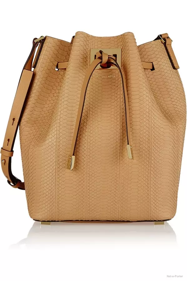 Michael Kors bag bwced lledr mawr wedi'i docio python