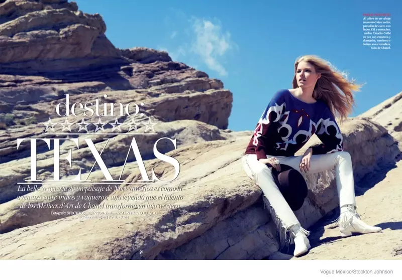 Texas Cowgirl: Louise Parker oleh Stockton Johnson untuk Vogue Mexico