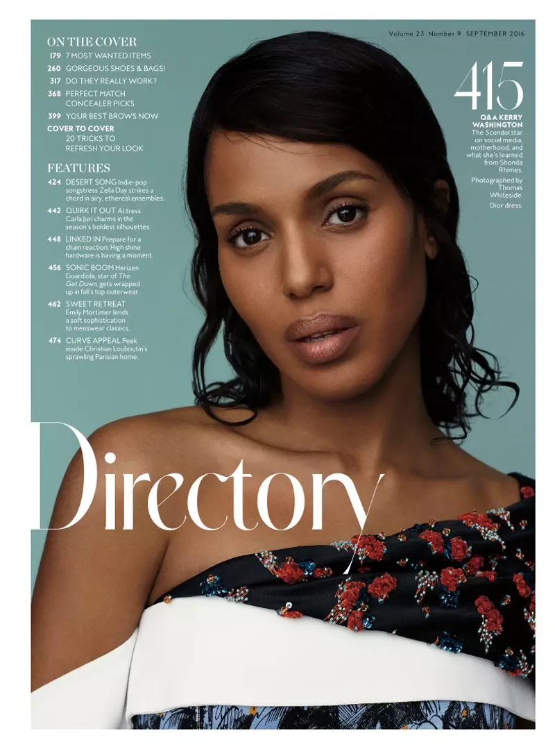 Kerry Washington sima hullámokban hordja a haját egy Dior ruhával