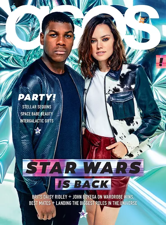 Daisy Ridley and John Boyega on ASOS ڊسمبر 2015 cover