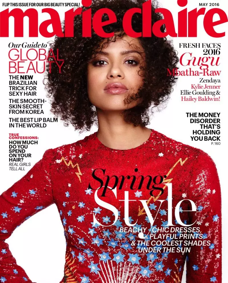 Clúdaíonn Gugu Mbatha-Raw eagrán na Bealtaine 2016 de Marie Claire.