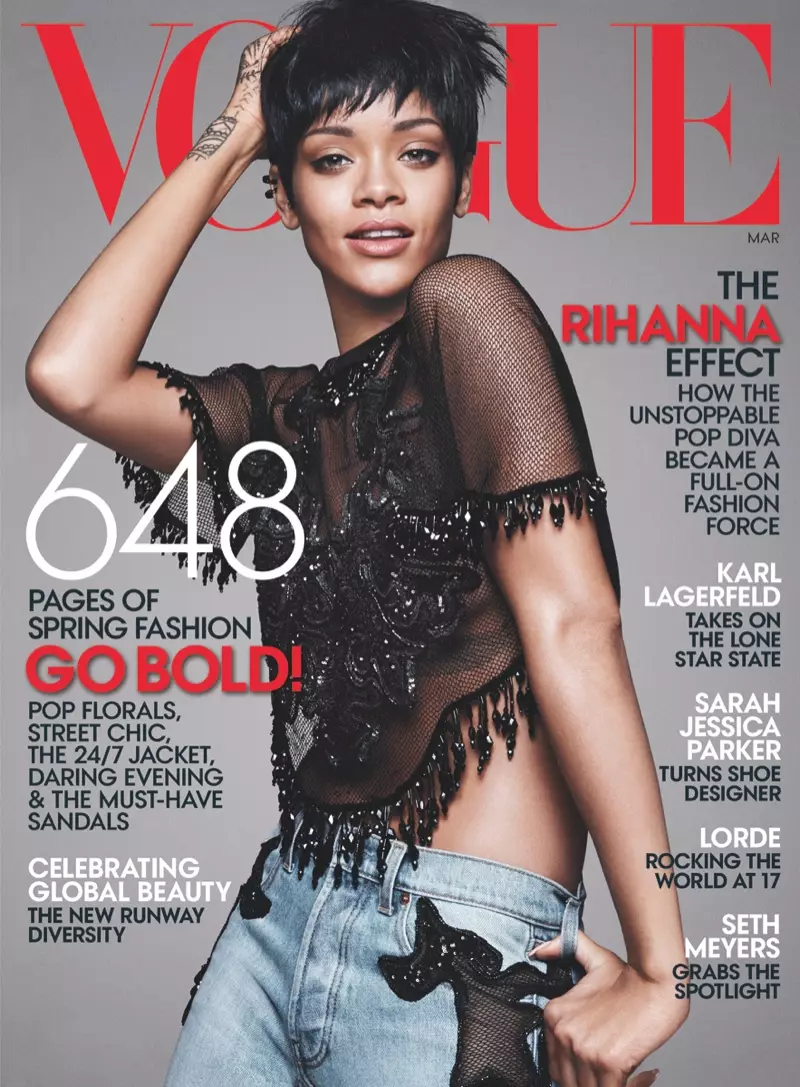 Rihanna ala mkpuchi Vogue nke atọ maka mbipụta March nke Magazin