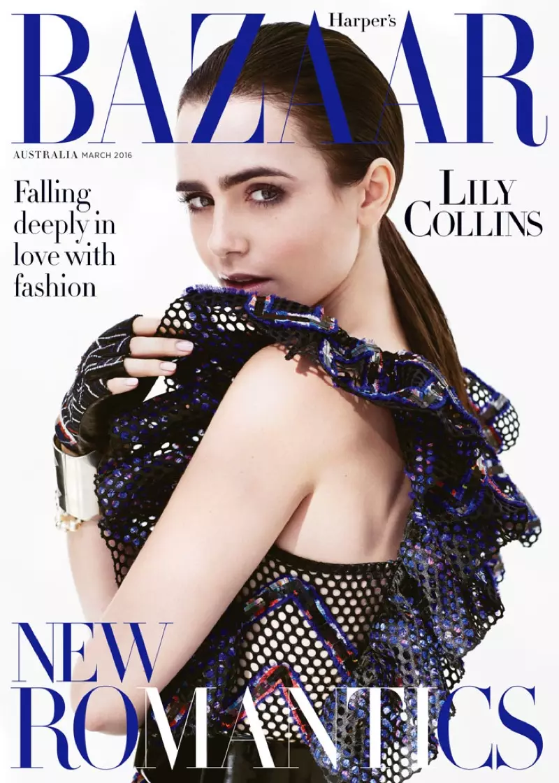 Lily Collins sur Harper's Bazaar Aŭstralio marto 2016 kovro